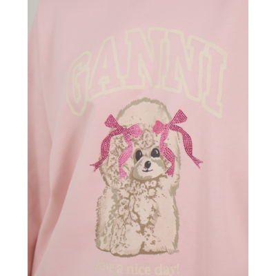 Ganni Poodle crewneck sweater roze