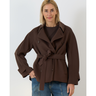 'S Max Mara  Wollen Double-Breasted Mantel Donker Bruin