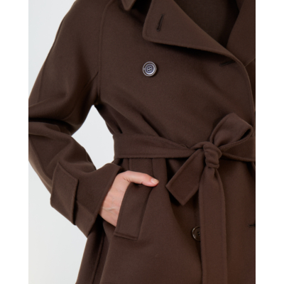 'S Max Mara  Wollen Double-Breasted Mantel Donker Bruin