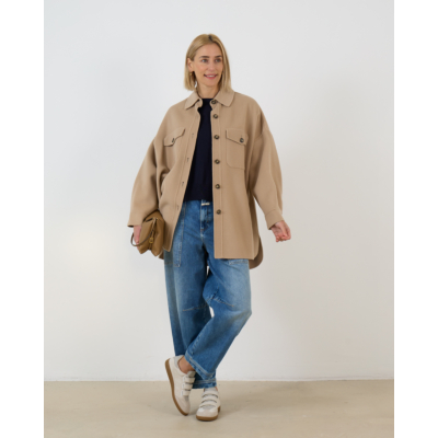 Weekend Max Mara  Wollen Halflange Mantel met Knoopsluiting Camel Bruin