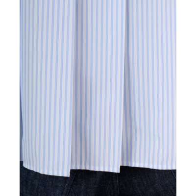 Weekend Max Mara  Boxy Geplooide Blouse Gestreept Wit Blauw