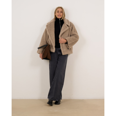 Max Mara Main Alpaca cashmere Teddy fabric coat Sand
