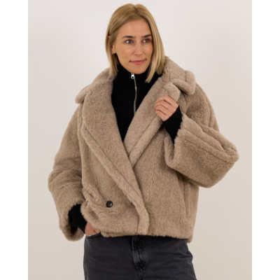 Max Mara Main Alpaca cashmere Teddy fabric coat Sand