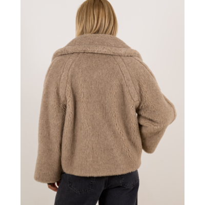 Max Mara Main Alpaca cashmere Teddy fabric coat Sand