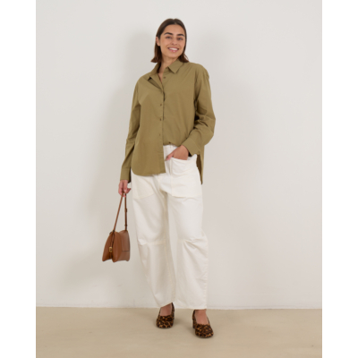 Nili Lotan Katoenen Blouse Olive Green