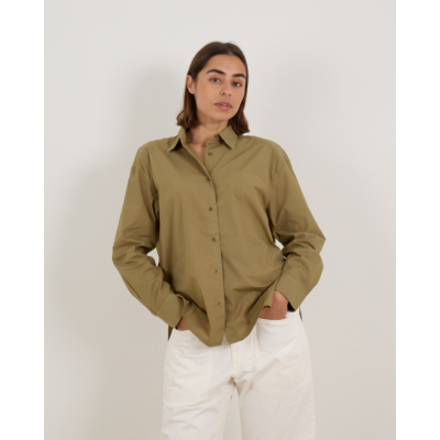 Nili Lotan Katoenen Blouse Olive Green