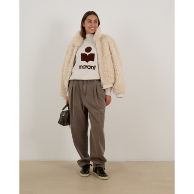 Marant Étoile Neriah Geplooide Broek met Elastische Band Brons Bruin