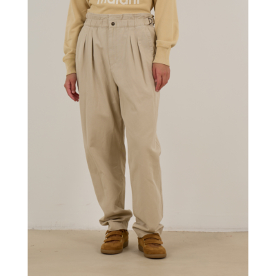 Marant Étoile Neriah Geplooide Broek met Elastische Band Beige