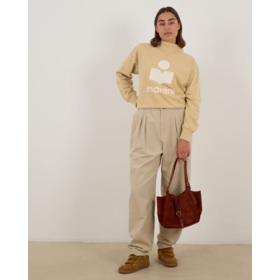 Marant Étoile Neriah Geplooide Broek met Elastische Band Beige