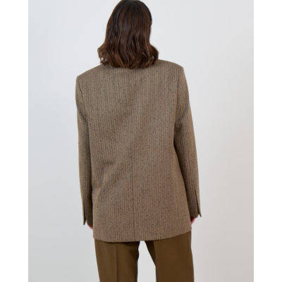 Róhe Wollen Double Breasted Blazer Herringbone Khaki