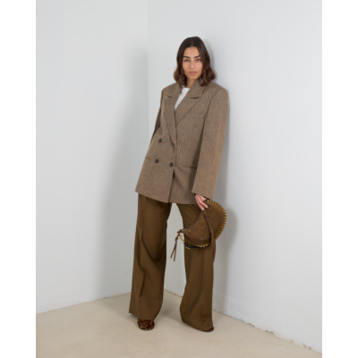 Róhe Wollen Double Breasted Blazer Herringbone Khaki