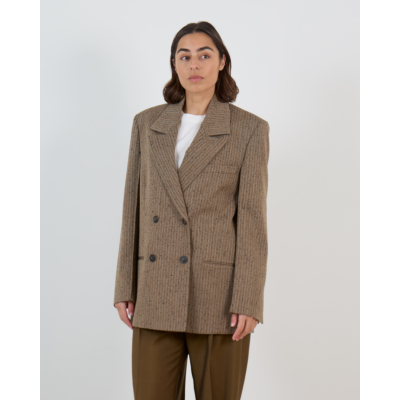 Róhe Wollen Double Breasted Blazer Herringbone Khaki