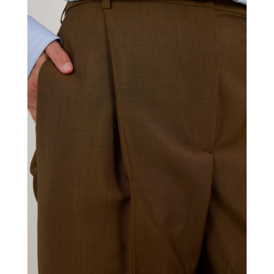 Róhe Wollen Geplooide Midwaist Tailord Pantalon