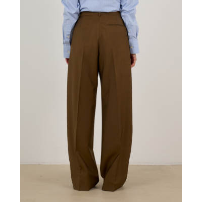 Róhe Wollen Geplooide Midwaist Tailord Pantalon
