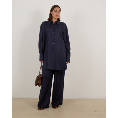 Róhe Signature Zijde Shirt Blouse Navy