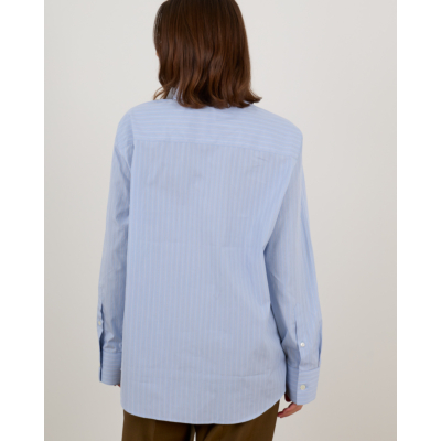 Róhe DBL Collar Shirt Blouse Gestreept Licht Blauw