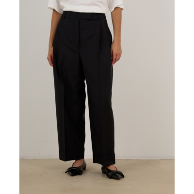 Róhe High-waist Turn-up Geplooide Pantalon Zwart