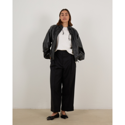 Róhe High-waist Turn-up Geplooide Pantalon Zwart