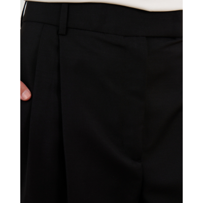 Róhe High-waist Turn-up Geplooide Pantalon Zwart