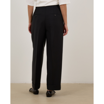 Róhe High-waist Turn-up Geplooide Pantalon Zwart
