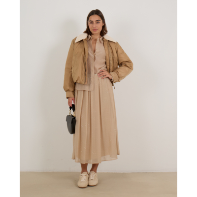 Luisa Cerano Reversible Bomber Jack Camel Met Bontkraag