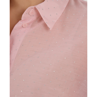 Luisa Cerano Blouse Doorschijnend Met strassteentjes Licht Roze