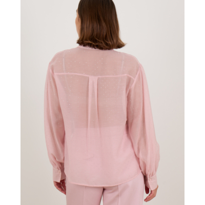 Luisa Cerano Blouse Doorschijnend Met strassteentjes Licht Roze