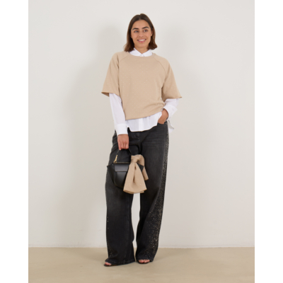 Luisa Cerano Sjaal Met Glinsterende Steentjes Beige
