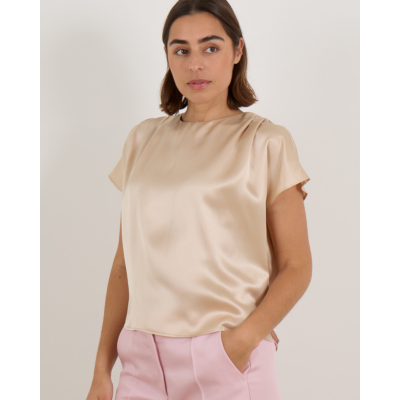 Luisa Cerano Zijde Blouse Korte Mouw V-hals Achterkant