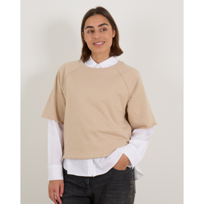 Luisa Cerano Sweater Korte Mouw Met Strass steentjes