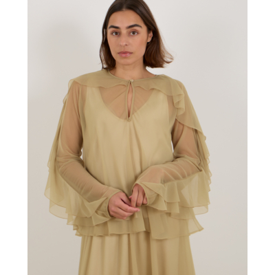 Forte Forte Blouse Met franjes Licht Groen Fieno