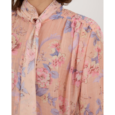 Forte Forte Doorschijnende Roze Blouse Bloemen Print En Strikdetail