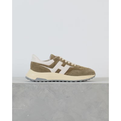 Hogan Hyperlight Suede Sneaker met Hoge Zool Khaki Groen