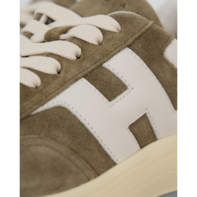 Hogan Hyperlight Suede Sneaker met Hoge Zool Khaki Groen