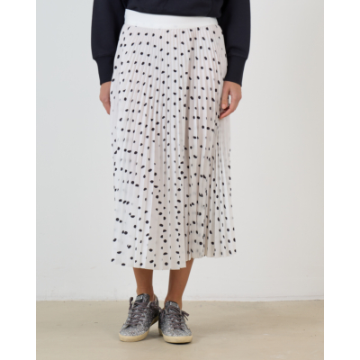 Tibi Scribble Polkadot Midi Pleated Skirt Wit