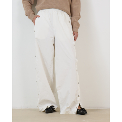 Tibi Nylon Pull On Jogger met Drukknopen Wit