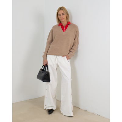 Tibi Nylon Pull On Jogger met Drukknopen Wit