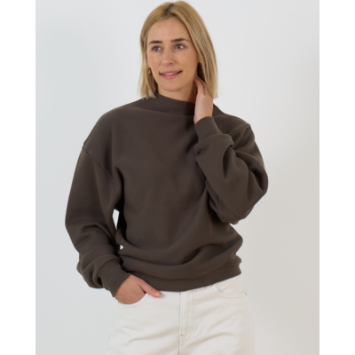 6397 Draped Sweatshirt met Asymmetische Neklijn Bruin