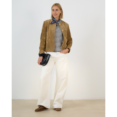 Arma Sogno Kort Suede Jack met Gouden Knopen Licht Bruin