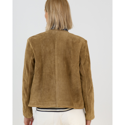 Arma Sogno Kort Suede Jack met Gouden Knopen Licht Bruin