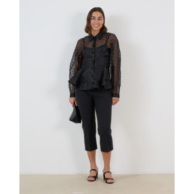Iro Aqua Wollen Capri Pantalon met Knoopdetail Zwart
