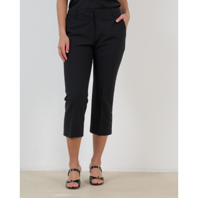 Iro Aqua Wollen Capri Pantalon met Knoopdetail Zwart