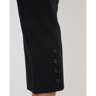 Iro Aqua Wollen Capri Pantalon met Knoopdetail Zwart