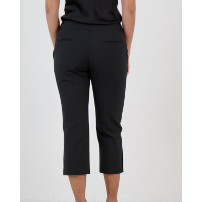 Iro Aqua Wollen Capri Pantalon met Knoopdetail Zwart