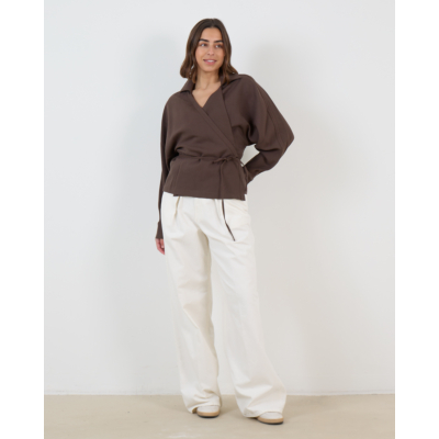 Iro Heloa Wrap Blouse Lange Mouw Donker Bruin