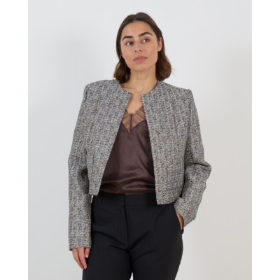 Iro Sanny Tweed Blazer met Ronde Hals Zilver