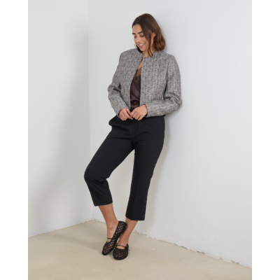 Iro Sanny Tweed Blazer met Ronde Hals Zilver