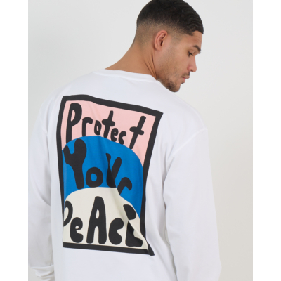 Hopeium Protect Your Peace Tee Lange Mouwen Wit