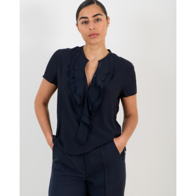 Luisa Cerano T-shirt ruffles navy