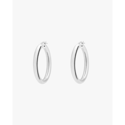 Anna + Nina Round Plain Hoop Earrings Silver